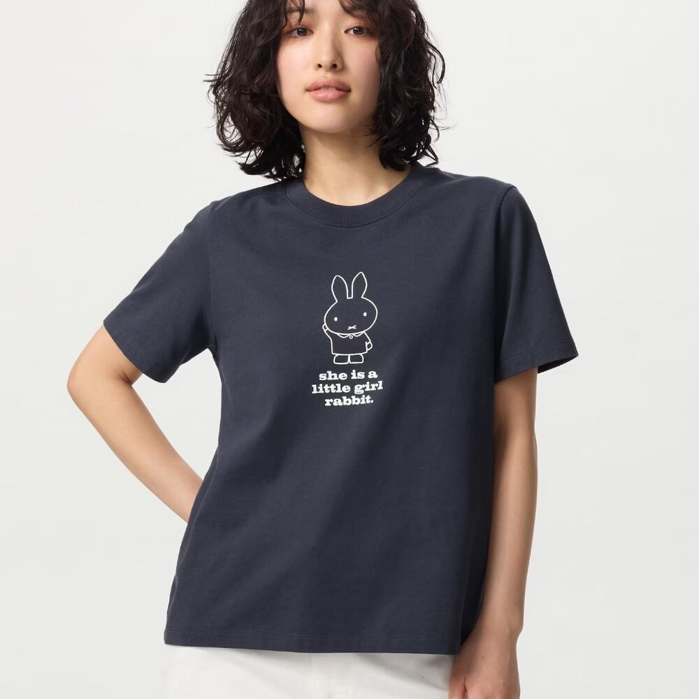 NWT Uniqlo Miffy Bunny Gray T-Shirt Women US Sizes XS-XL